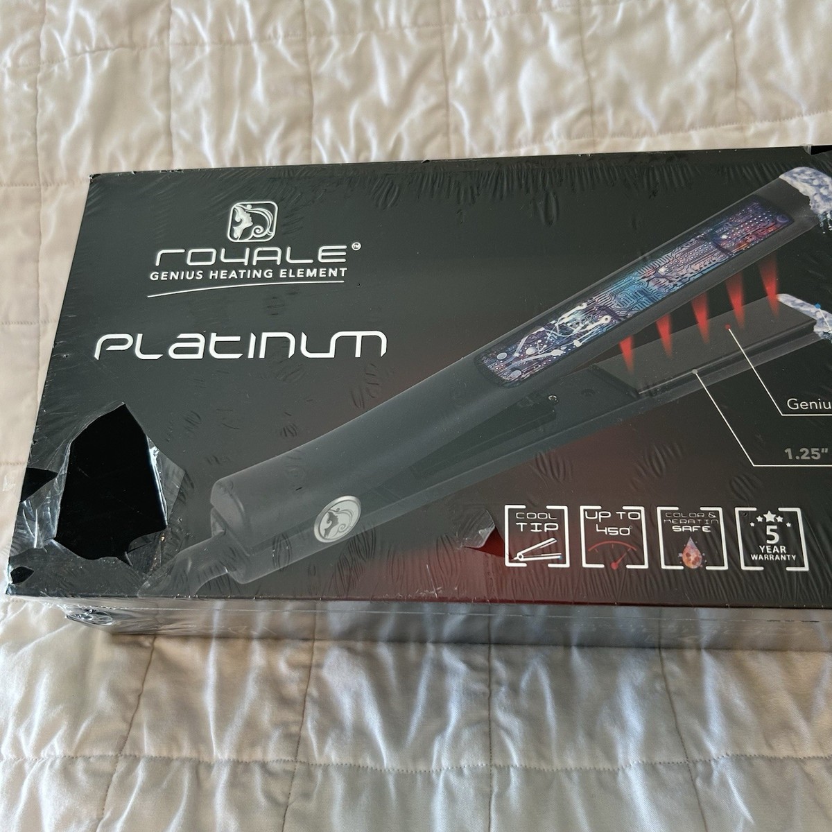 New Sealed Royale Genius Heating Element Platinum Flat Iron Ceramic Plates Royale Genius Heating Element Platinum Hair | Mercari main image 3