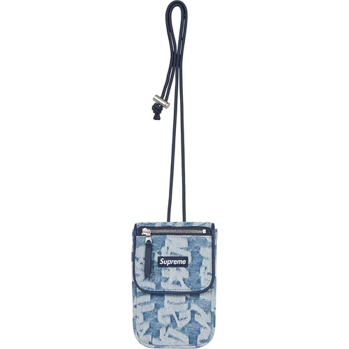 SS22 Supreme Fat Tip Jacquard Denim Neck Pouch Blue Bag