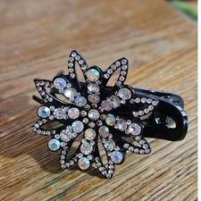 Boutique Clear Rhinestone Inlaid Floral Hair Claw Clip  Glam  Casual Suitable