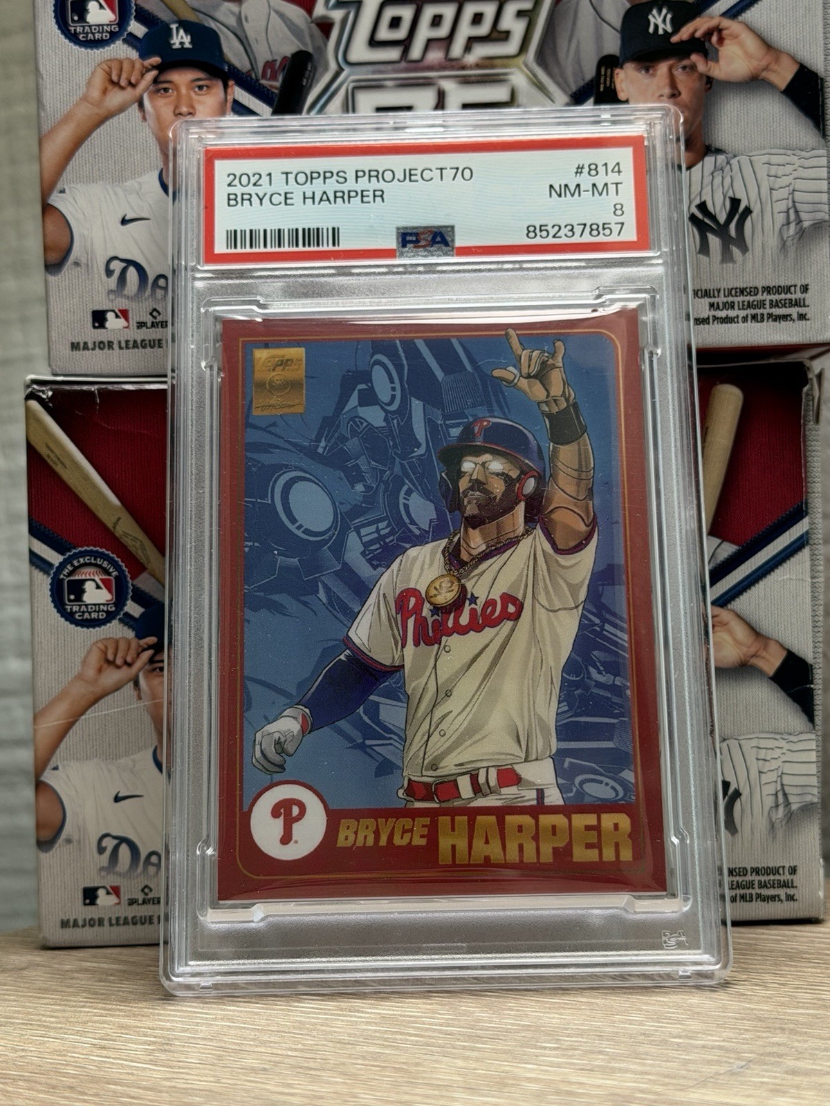 2021 TOPPS PROJECT 70 BRYCE HARPER #814 PSA 8 PHILADELPHIA PHILLIES view 1