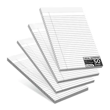 4 Pack Legal Notepad 8.5 x 11, Perforated Wide Ruled 50 Sheets Writing Pad USA