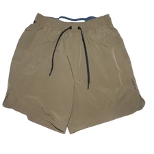 layer 8 Men’s 6" Quick Dry Shorts With Pockets And Elastic Waist Brown Size S