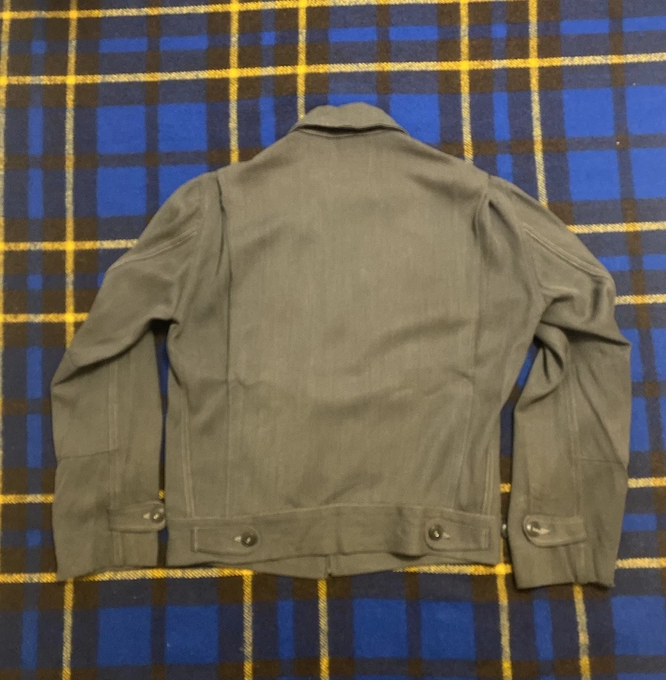 Vintage 1940s JC Penney’s Green Grey Wool Whipcord Work Jacket Size Small - Image 2 of 4
