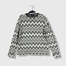 Giorgio Armani Long Sleeve Shirt Mens 48 US M Knit Zig Zag Chevron Italy Luxury