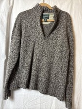Woolrich Wool Blend Sweater 1/4 Zip Pullover Sweater Brown Outdoor Mens Medium