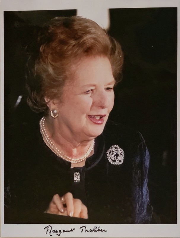 Margaret Thatcher Signed Autographed 9x11 Photo - Slightly Smudged But Clear