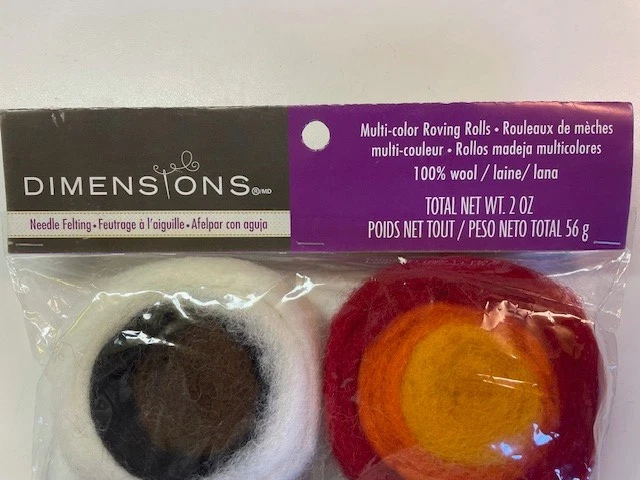 100% Wool Roving Rolls Needle Felting Dimensions Rainbow Multi Colors 2 oz.- New - Image 2 of 3