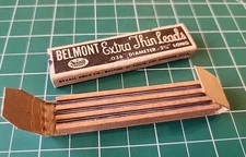 Vtg Rexall BELMONT Extra Thin Pencil Leads 2¾" L  .036" Diam. 6 Pack USA - gwT3