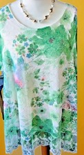 Italian Made Women?s  Long Lace Floral Top /Silk Underlay