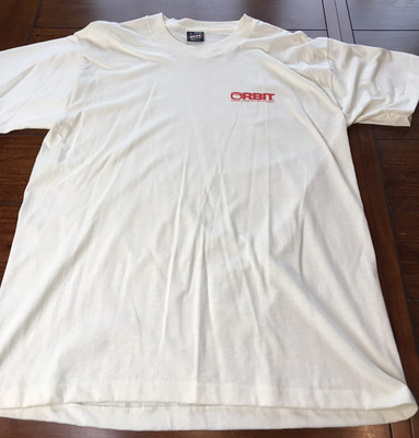 single stitch vintage t shirt Orbit Satellite TV Size Large Made in USA Ivory