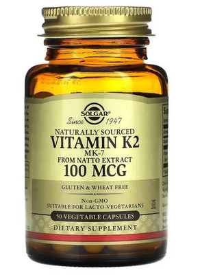 SOLGAR - Natürliches VITAMIN K2 MK-7 100 mcg 50 Kapseln - VITAMIN K2 MK7...