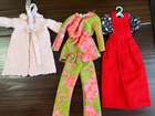 Barbie Clothes, handmade, dress outfit, pants outfit, knitted coat/robe, vintage
