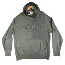 Tommy Hilfiger Sz L Tommy Jeans Army Green Embroidered Logo Hoodie Sweater