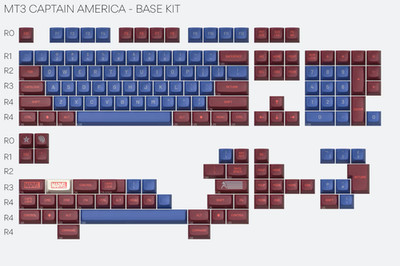 NEW DROP Marvel Captain America Red Blue Custom Keyboard Keycap Set 1800 65% TKL