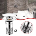 2Pcs Bathroom Sink Stoppers Removable Filter Basket for Washroom Restroom RV