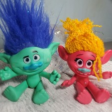 Hasbro DreamWorks Trolls Poppy and Branch Figures 2015 DWA LLC Blue Yellow Hair