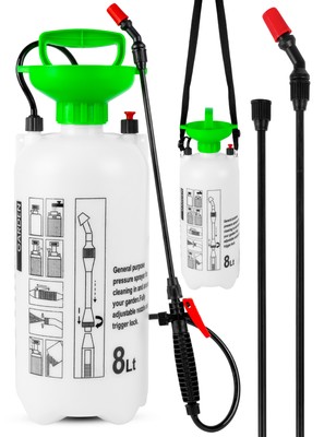 MalTec Drucksprüher it verstellbarer Düse 8L Gartenspritze Druck Handspritze 