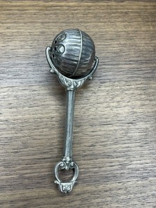Vintage Silver Tone Baby Rattle Made in Spain