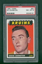 1965 Topps Hockey Card - #97 Eddie Johnston, PSA 8 NM/MT