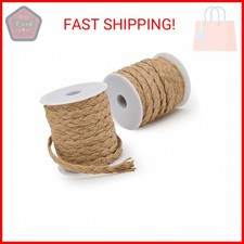 2 Rolls Natural Jute Rope Twine, Braided String for Crafts, Gifts, 10mm Thick 0