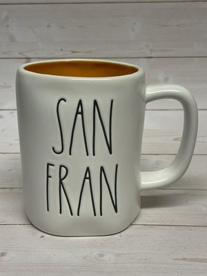 Rae Dunn San Fran Golden Gate 2-Sided Yellow Inside Mug