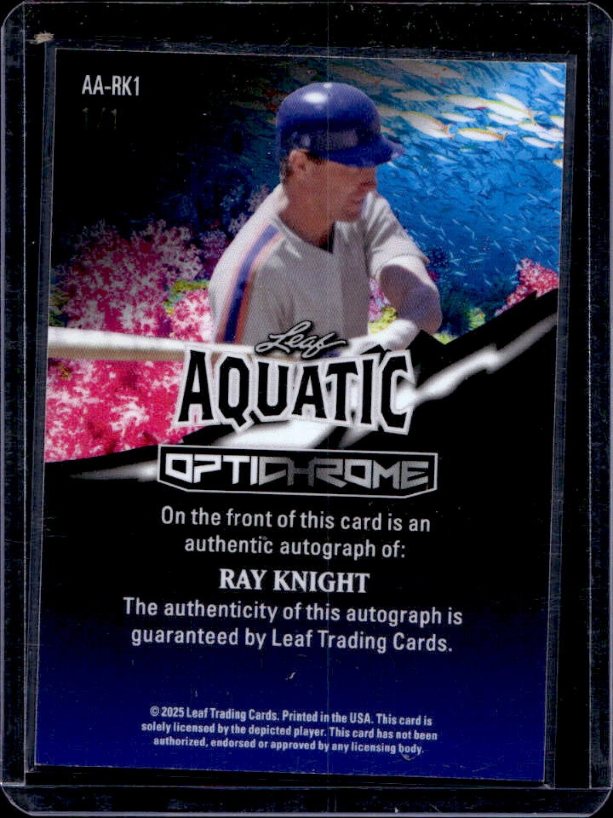 2025 Leaf Optichrome Ray Knight Aquatic Auto Autograph Shimmer Orca #1/1 view 2