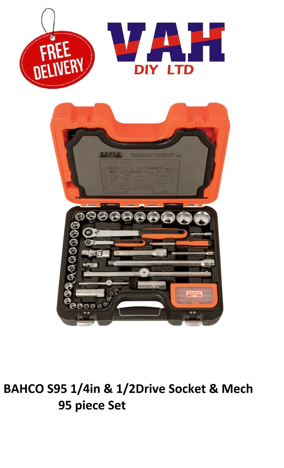 Bahco S95 1/4In & 1/2In Drive Socket & Mech Set Of 95 Metric BAHS95 - Image 2