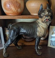 Antique large 8 lb Hubley Boston Terrier CAST IRON DOG DOORSTOP RARE