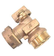 1-1/4" Bronze Angle Meter Valve Curb Stop Threaded Fitting No Lead Swivel Nut