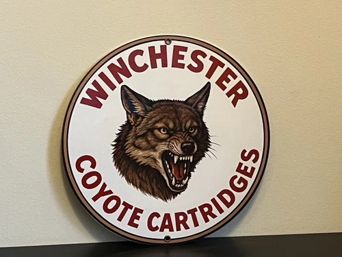 Winchester Coyote  Hunting  Cartridges Vintage  Style Metal Sign Hi Gloss