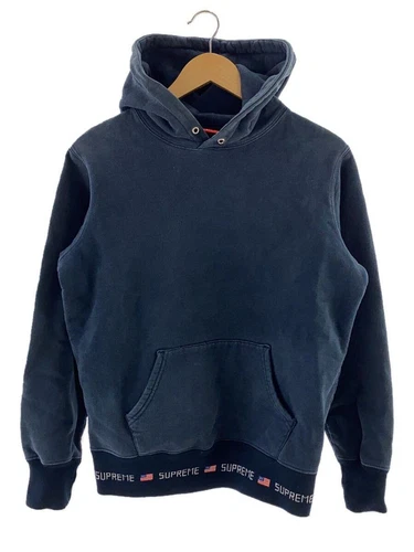 Sweat à capuche Supreme S coton bleu marine occasion