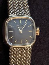 Ladies Croton Quartz Yellow Goldtone Mesh-Style Dress Watch