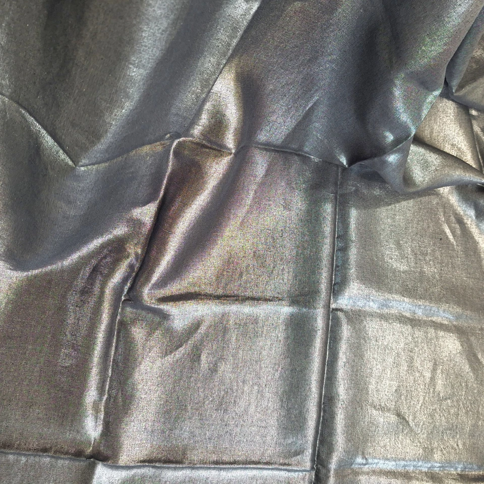 Lurex prata em tecido preto Natal Ano Novo decoração de casa de bonecas 1 jarda x 56" W - Imagem 2 de 4