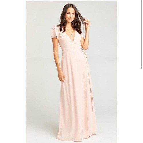 Show Me Your Mumu Noelle Flutter Pale Pink Wrap Maxi Dress Small EUC - Bild 2 von 6