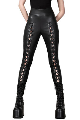 KILLSTAR Leggings - Laced For Days Kunstleder Schnürung Gothic Alternative