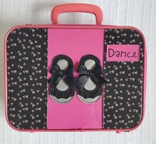 Tap Shoes Suitcase Dance Carrying Bag Pink Black 2 Way Zip 13 inch Retro