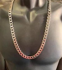 50 INCH MENS 12 MM STAINLESS STEEL SILVER PLATED CUBAN CURB CHAIN- USA SELLER