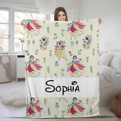 Custom Name Snow White Blanket, Snow White and the Seven Dwarfs Fleece Mink