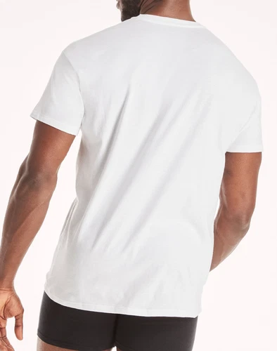 Hanes Men's White Crewneck T-Shirt 6-Pack Undershirt Tee TAGLESS FreshIQ Comfort image 4