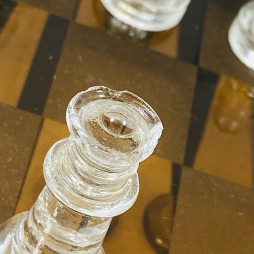 Set scacchiera vetro vintage pezzi trasparenti e smerigliati cassa legno 3 giochi 12,5" - Foto 6 di 6