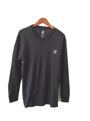 Beverly Hills Polo Club Loungewear Top Mens L L/S Gray Crew Neck Pullover