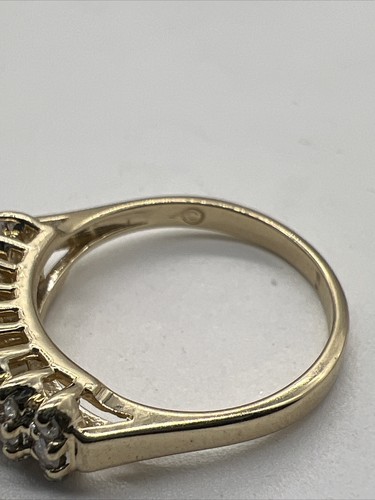 14K Solid Yellow Gold .35 Ctw Diamond Cluster Art Deco Ring Size 5.5 3.4grams - Picture 13 of 14
