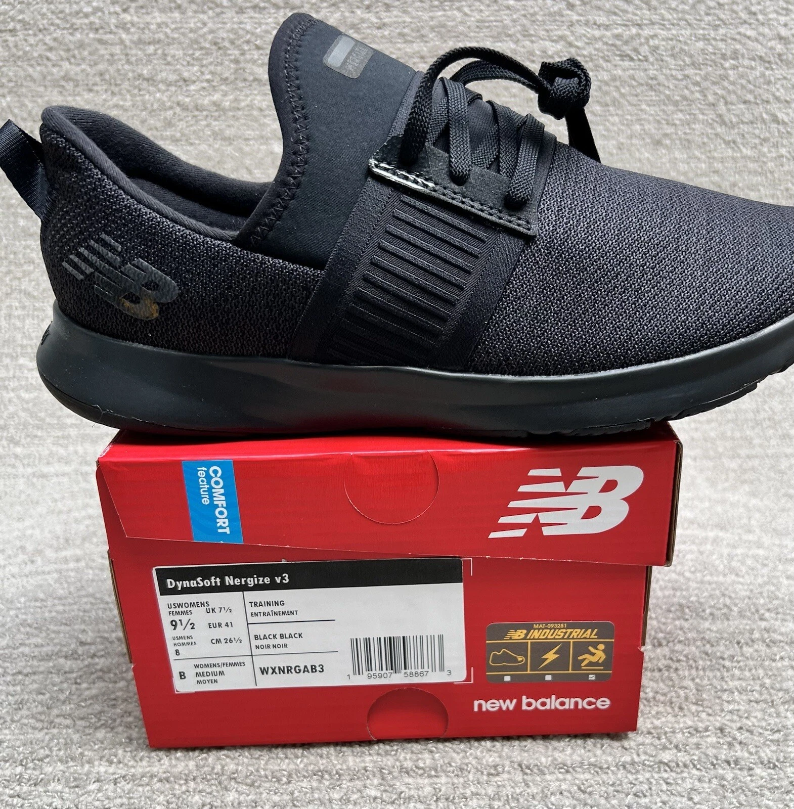 New Balance Unisex Work Shoes V3 Black Slip Resistant Women’s Size 9.5 US