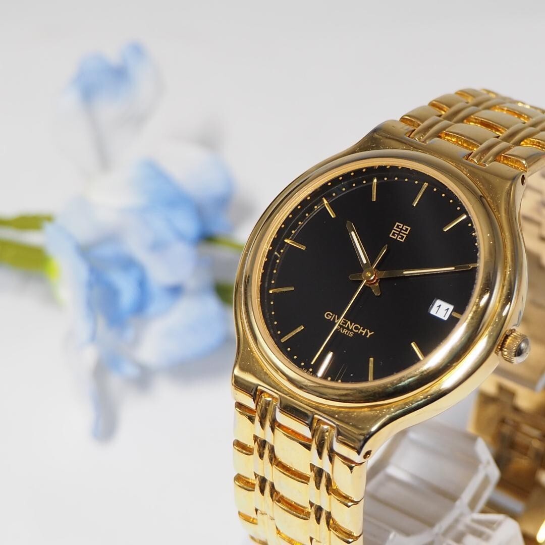 Givenchy ゴールド 時計 Givenchy Gold Tone Quartz Watch Date Function Mens F197 From