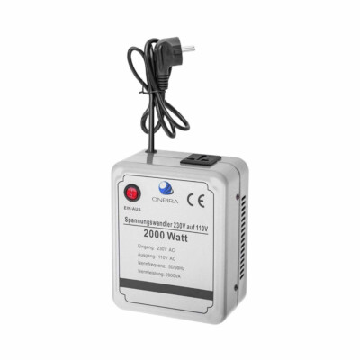 220V auf 110V Spannungswandler Transformator Umwandler Converter 230V AC (2000W)
