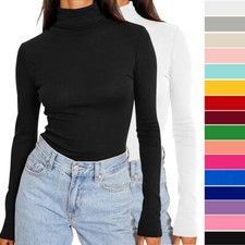 Women's Turtleneck Long Sleeve Shirts Basic Layering Soft Thermal Underwear Tops