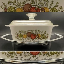 Corning Ware Spice of Life Casserole Dish A-1.5-B with Carrier 1972-88 USA 1.5qt