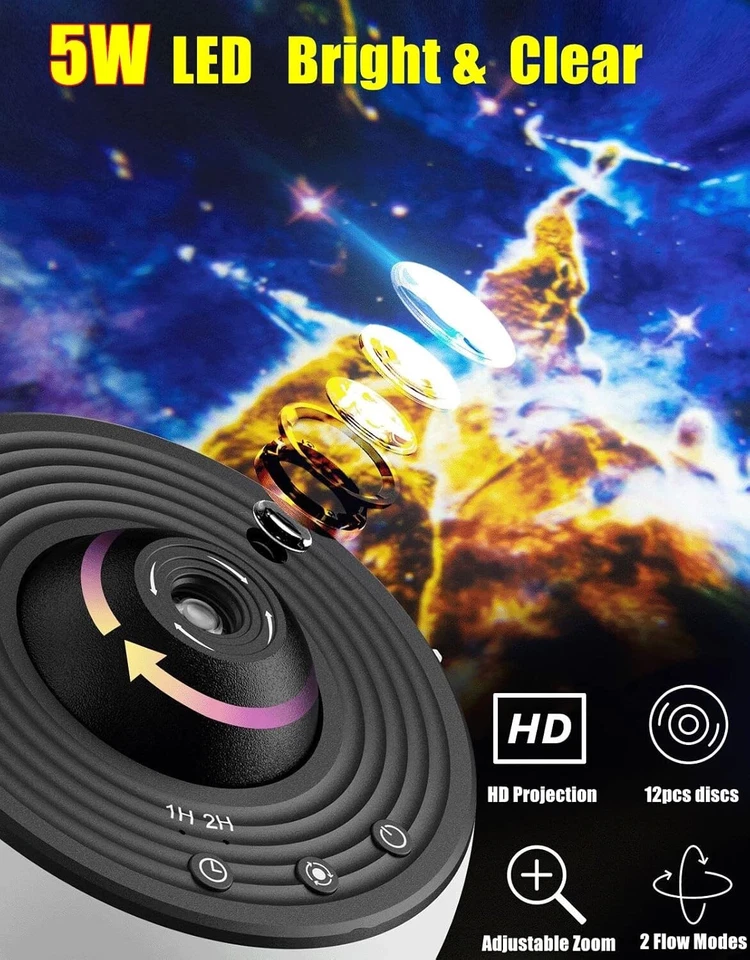 Sternenhimmel Projektor Home Planetarium Lampe LED Nachtlicht Planeten Mond C340 - Bild 3 von 4