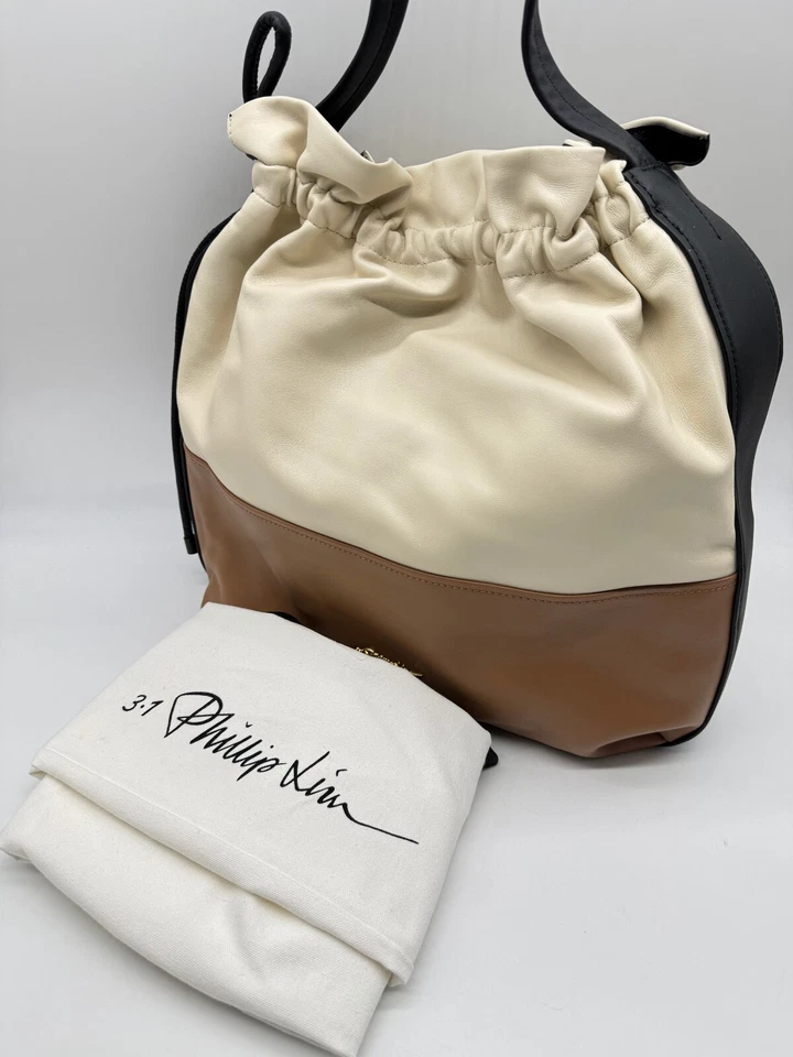 Bolso de Mano 3.1 PHILLIP LIM Origami Cordón Cuero de Cordero + Bolsa para el Polvo Negro/Beige/Tostado Foto 2 de 4