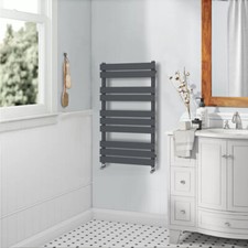 Designer Flat Panel Heated Bathroom Towel Rail Radiator Chrome White Grey Black